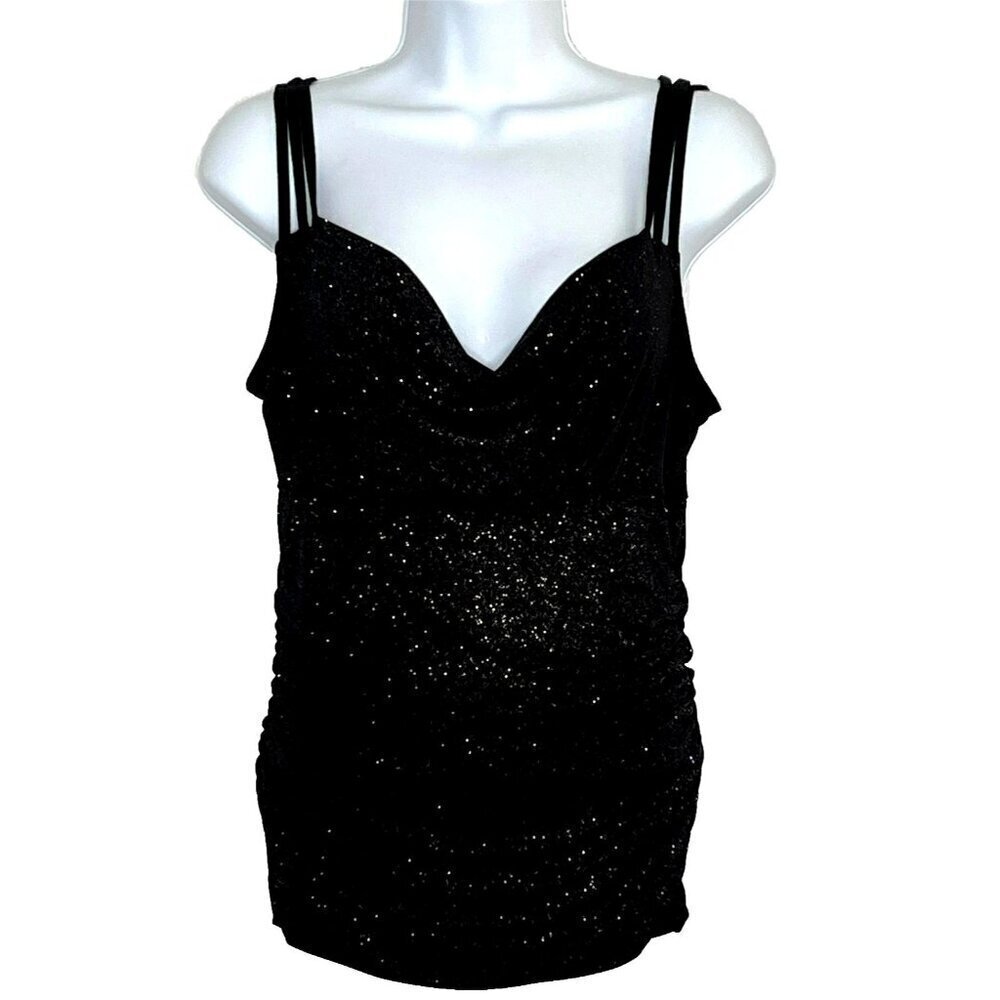 Heart Soul Babydoll Tank Top sz M Stretch Ruched Sparkes Y2K Whimsigoth Party